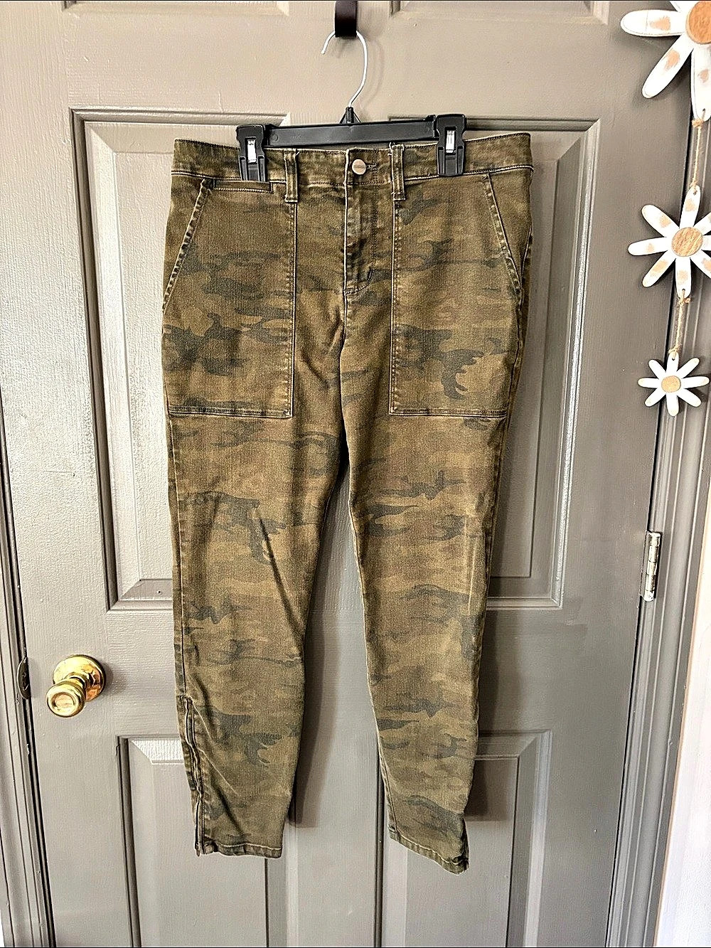 Sanctuary Rebel Camo Cargo Pants Skinny Jeans Green & Brown Waist 29